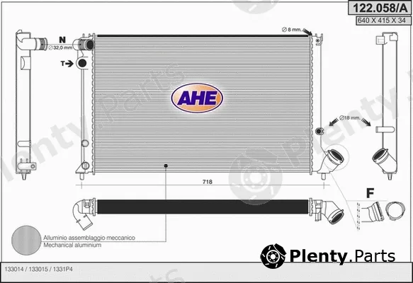 AHE 122.058/A — Radiator, engine cooling