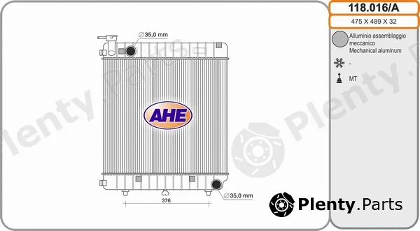 AHE 118.016/A — Radiator, engine cooling