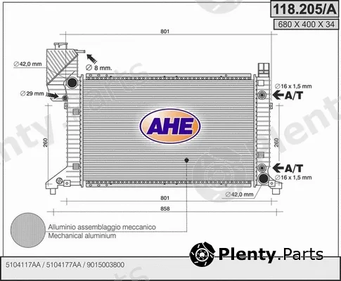 AHE 118.205/A — Radiator, engine cooling