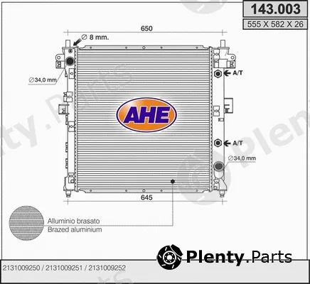 AHE 143.003 — Radiator, engine cooling