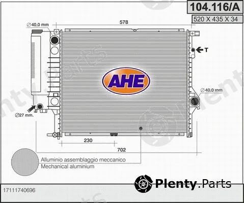 AHE 104.116/A — Radiator, engine cooling