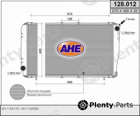 AHE 128.012 — Radiator, engine cooling