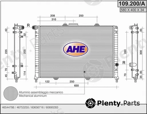 AHE 109.200/A — Radiator, engine cooling