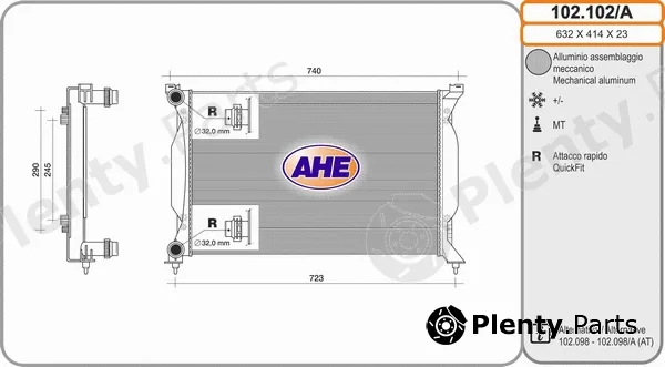 AHE 102.102/A — Radiator, engine cooling