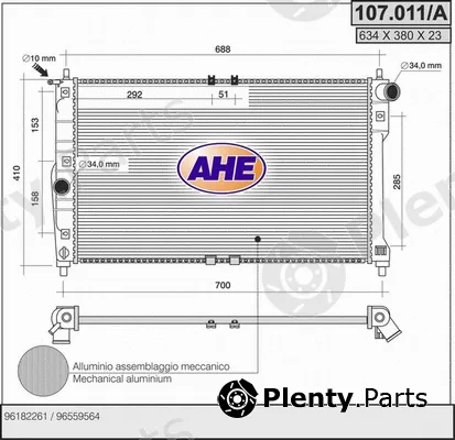 AHE 107.011/A — Radiator, engine cooling
