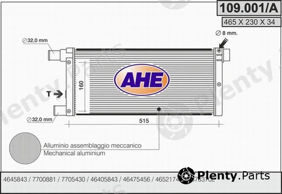 AHE 109.001/A — Radiator, engine cooling