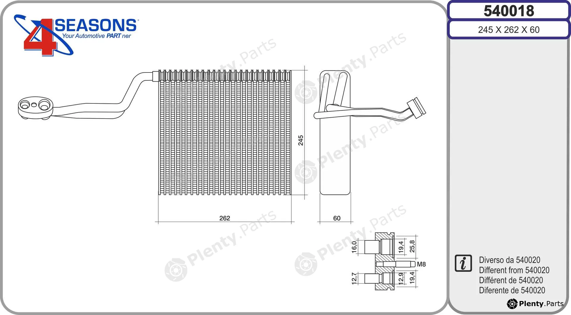 AHE 540018 — Evaporator, air conditioning