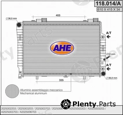 AHE 118.014/A — Radiator, engine cooling