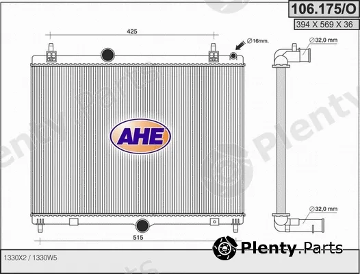 AHE 106.175/O — Radiator, engine cooling