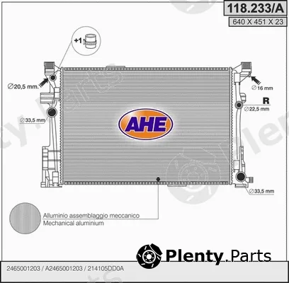 AHE 118.233/A — Radiator, engine cooling