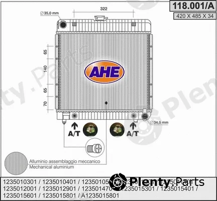 AHE 118.001/A — Radiator, engine cooling