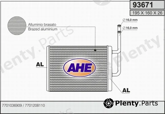 AHE 93671 — Heat Exchanger, interior heating