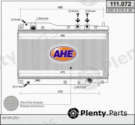 AHE 111.072 — Radiator, engine cooling