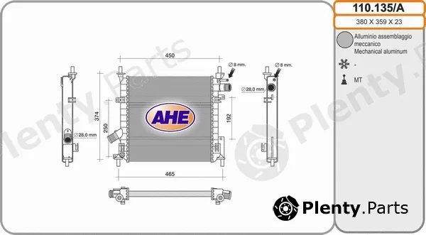 AHE 110.135/A — Radiator, engine cooling