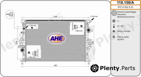 AHE 110.150/A — Radiator, engine cooling