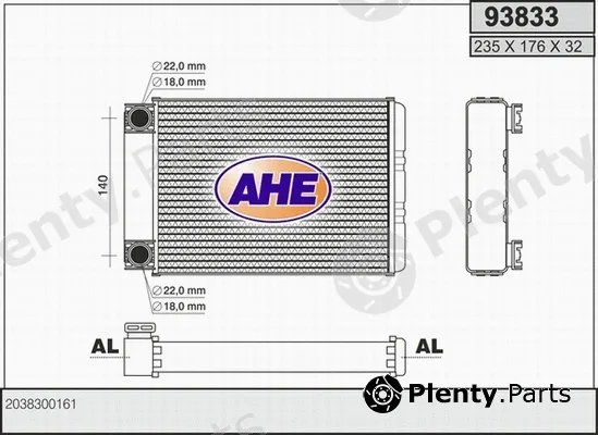AHE 93833 — Heat Exchanger, interior heating