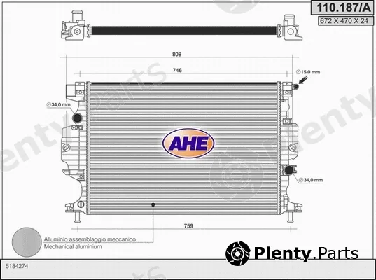 AHE 110.187/A — Radiator, engine cooling