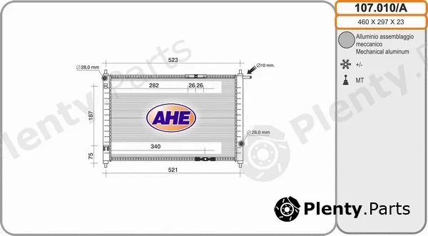 AHE 107.010/A — Radiator, engine cooling
