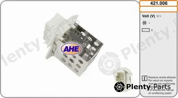 AHE 421.006 — Series resistor, electric motor (radiator fan)