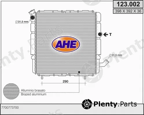 AHE 123.002 — Radiator, engine cooling