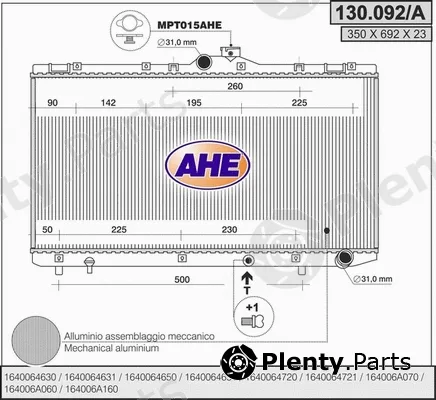 AHE 130.092/A — Radiator, engine cooling