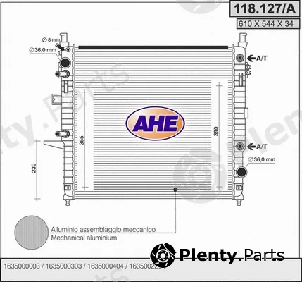 AHE 118.127/A — Radiator, engine cooling