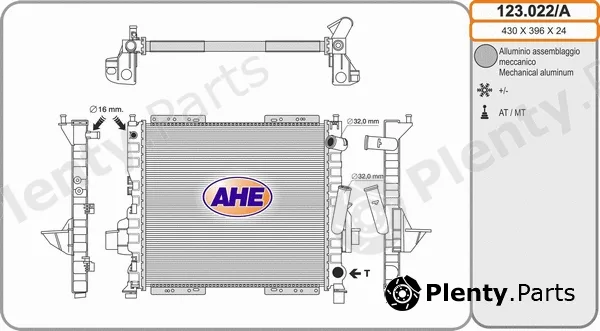 AHE 123.022/A — Radiator, engine cooling