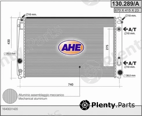 AHE 130.289/A — Radiator, engine cooling
