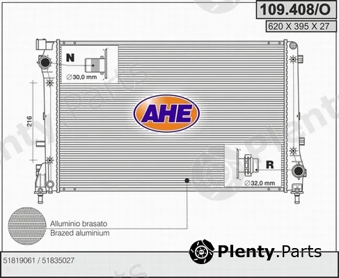 AHE 109.408/O — Radiator, engine cooling