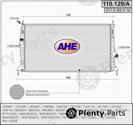 AHE 110.129/A — Radiator, engine cooling