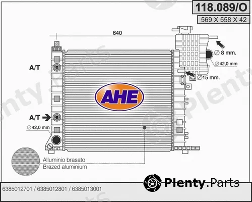 AHE 118.089/O — Radiator, engine cooling