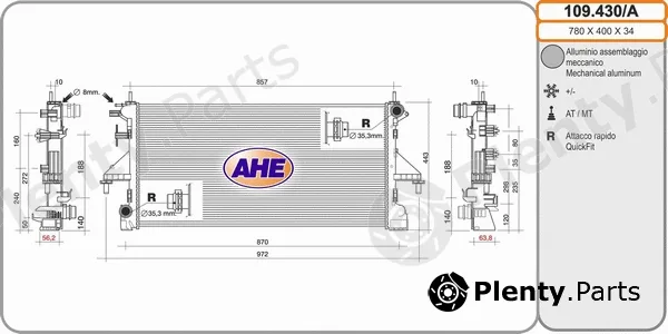 AHE 109.430/A — Radiator, engine cooling