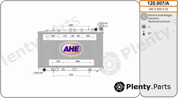 AHE 120.007/A — Radiator, engine cooling