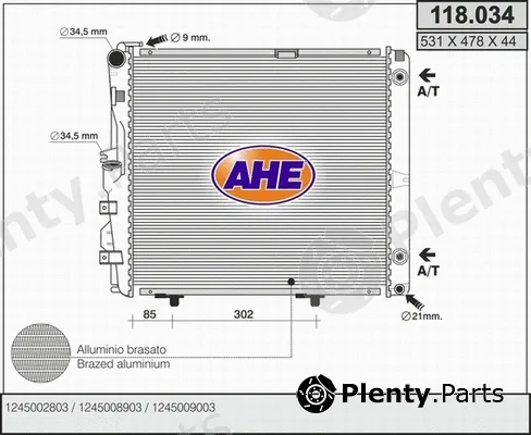 AHE 118.034 — Radiator, engine cooling
