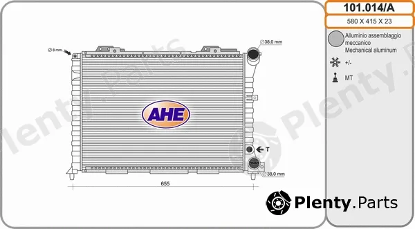 AHE 101.014/A — Radiator, engine cooling