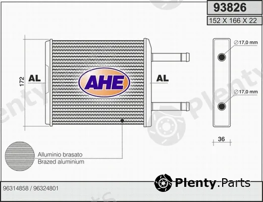 AHE 93826 — Heat Exchanger, interior heating