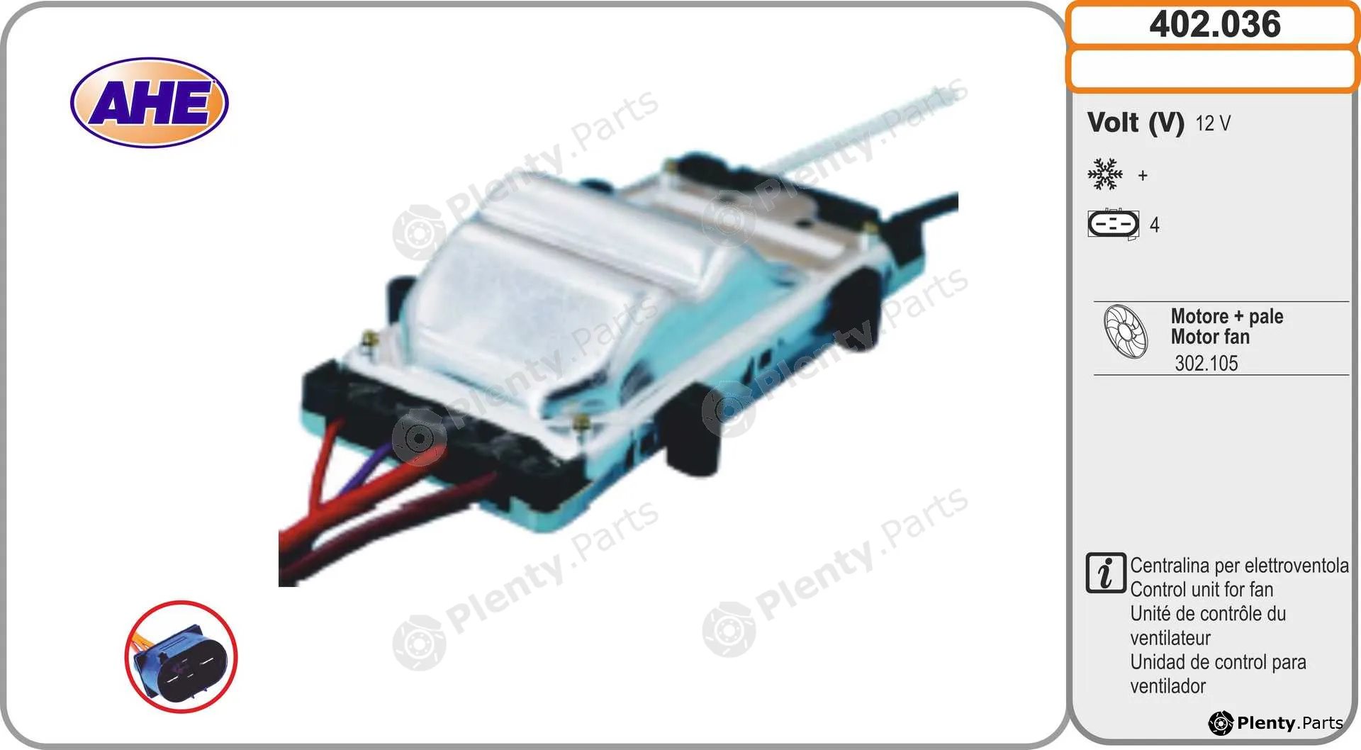 AHE 402.036 — Control Unit, electric fan (engine cooling)