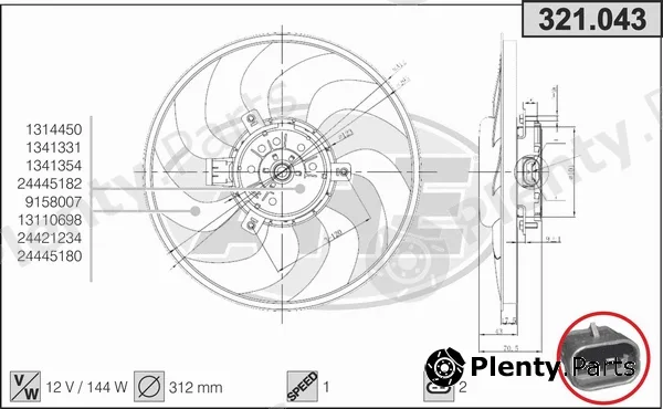 AHE 321.043 — Fan, engine cooling