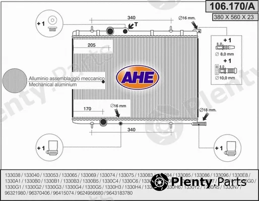 AHE 106.170/A — Radiator, engine cooling