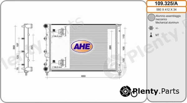 AHE 109.325/A — Radiator, engine cooling