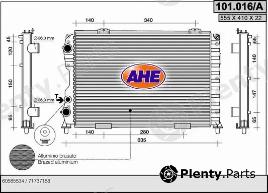 AHE 101.016/A — Radiator, engine cooling