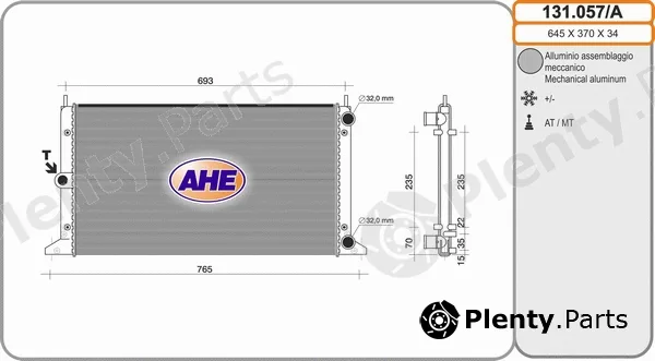 AHE 131.057/A — Radiator, engine cooling