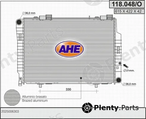 AHE 118.048/O — Radiator, engine cooling