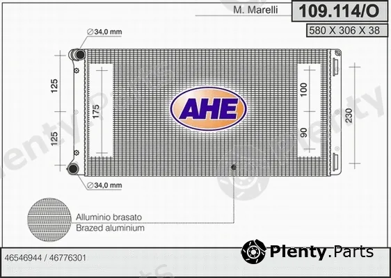 AHE 109.114/O — Radiator, engine cooling