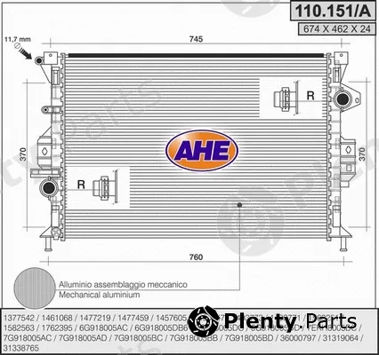 AHE 110.151/A — Radiator, engine cooling