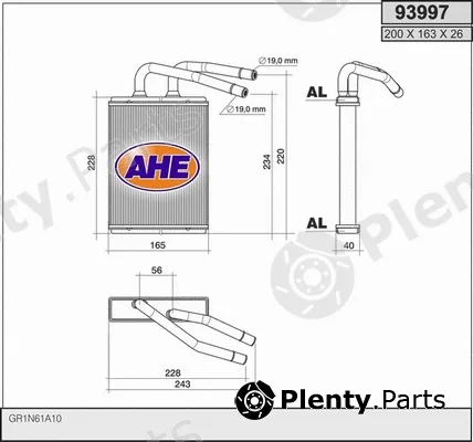 AHE 93997 — Heat Exchanger, interior heating