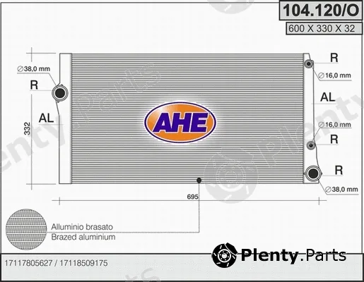 AHE 104.120/O — Radiator, engine cooling