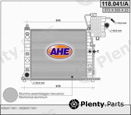 AHE 118.041/A — Radiator, engine cooling