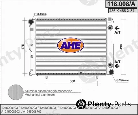 AHE 118.008/A — Radiator, engine cooling