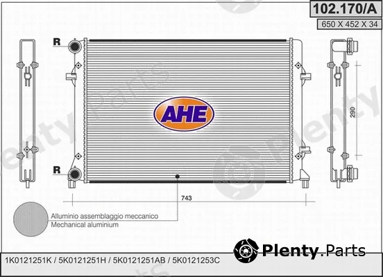 AHE 102.170/A — Radiator, engine cooling